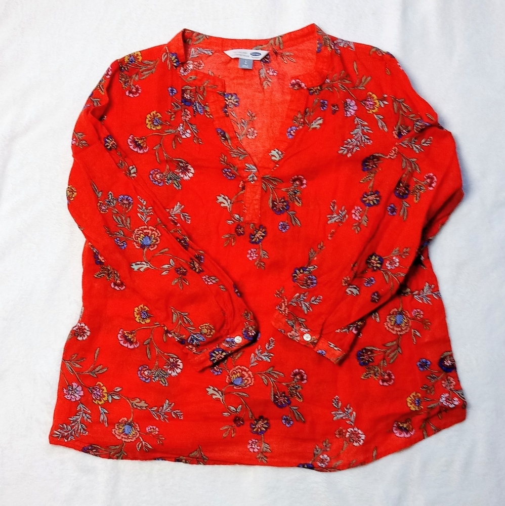 Old Navy Tunic Shirt Boho Floral Pullover Top